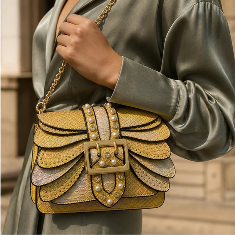 Aeshna Leather Crossbody Bag - Gold - handbag - Brondals - Image 6