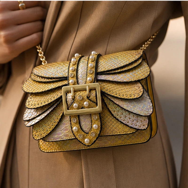 Aeshna Leather Crossbody Bag - Gold - women's bag - Brondals - Image 7