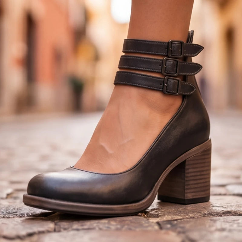 Marianna Leather Strap Heels - Black - strap heels - Brondals - Image 4