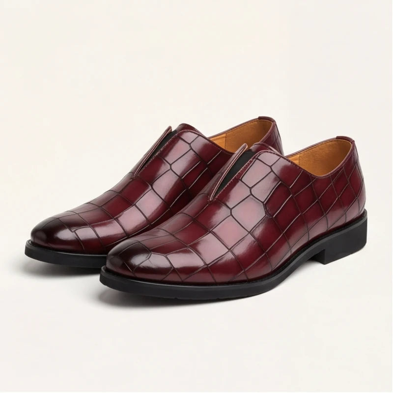 Torino Genuine Leather Loafers - Wine Red - Shoes - Brondals - Image 1