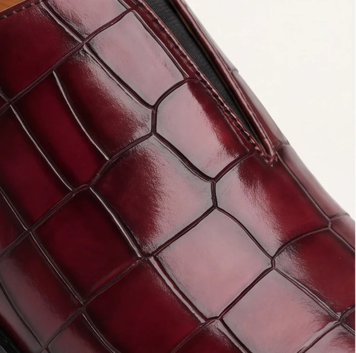 Torino Genuine Leather Loafers - Wine Red - leather loafers - Brondals - Image 5