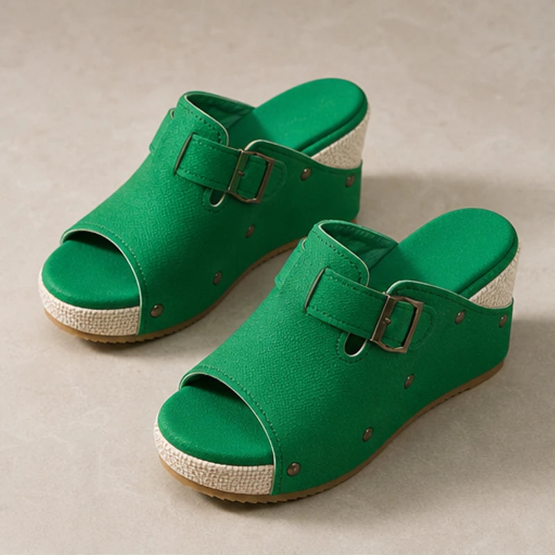 Minora Platform Sandals - Green - Sandals - Brondals - Image 1