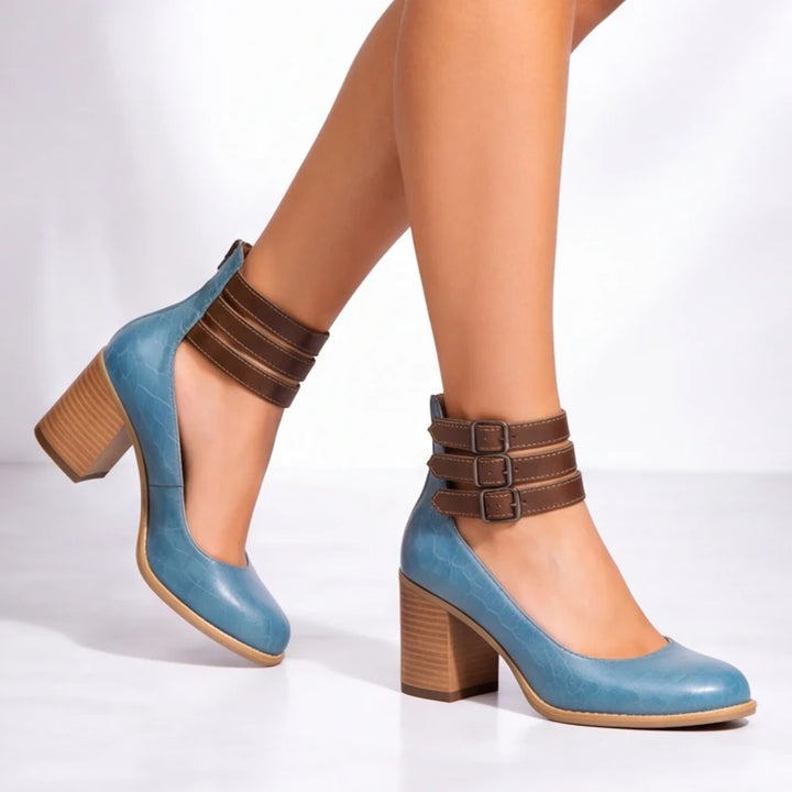 Marianna Leather Strap Heels - Blue - women's heels - Brondals - Image 2