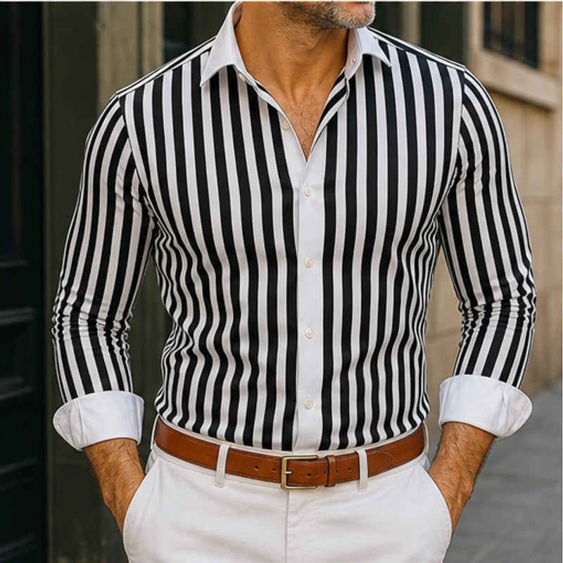 Henry James Striped Shirt - Black - striped shirt - Brondals - Image 3
