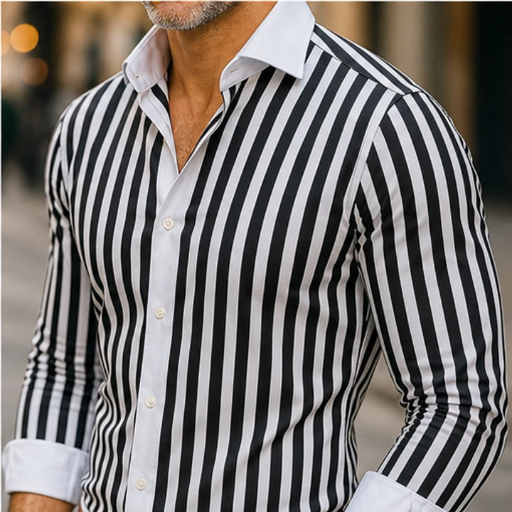 Henry James Striped Shirt - Black - men's shirt - Brondals - Image 2