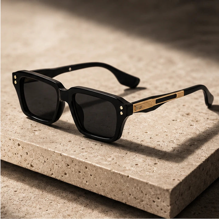 Laventia Square Sunglasses - Black/Gold - Sunglasses - Brondals - Image 1