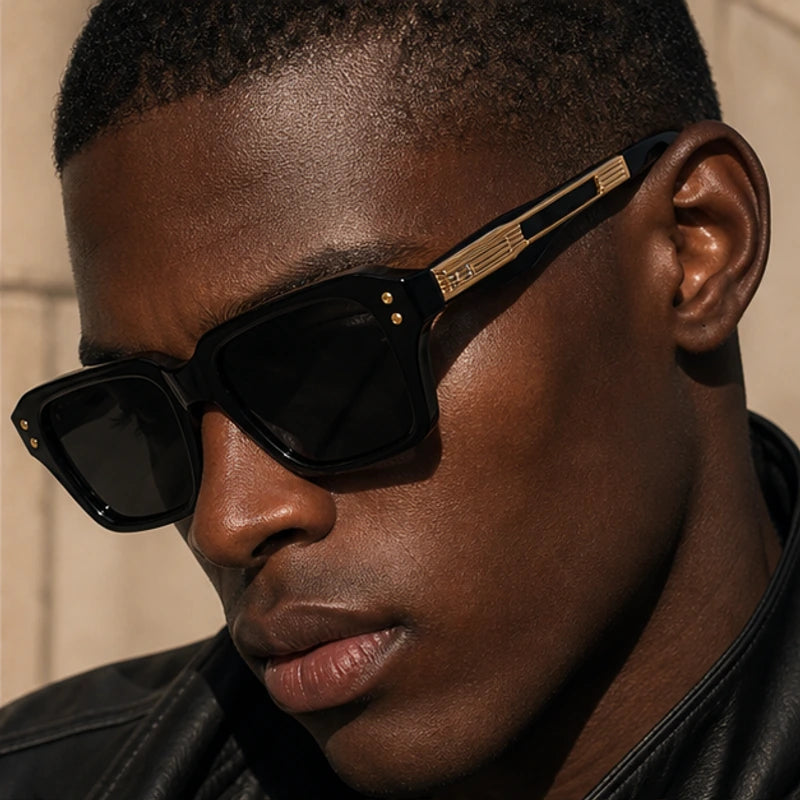 Laventia Square Sunglasses - Black/Gold - casual style - Brondals - Image 8