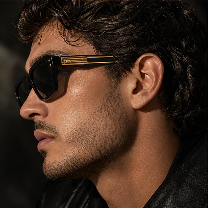 Laventia Square Sunglasses - Black/Gold - summer eyewear - Brondals - Image 7