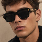 Laventia Square Sunglasses - Black/Gold - lightweight frame - Brondals - Image 6