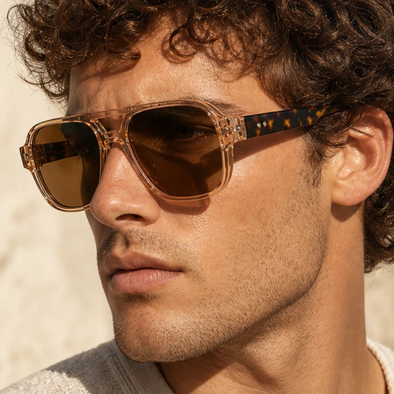 Palma Azure Aviator Sunglasses - Amber Tortoise - uv400 - Brondals - Image 4