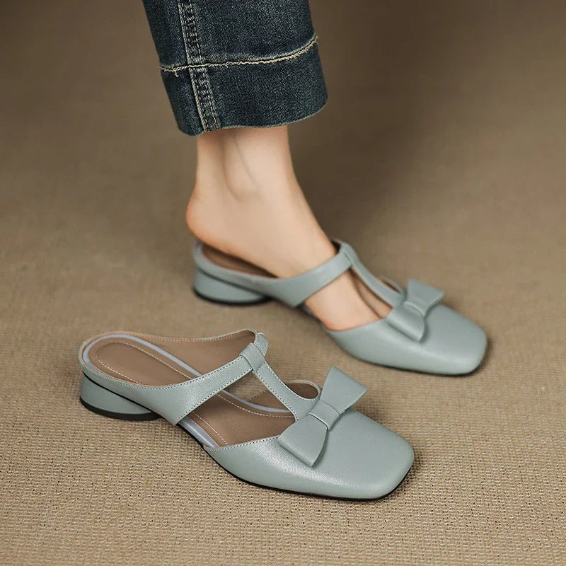 Luniva Leather T-Strap Flats