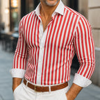 Henry James Striped Shirt - Red - Shirt - Brondals - Image 1