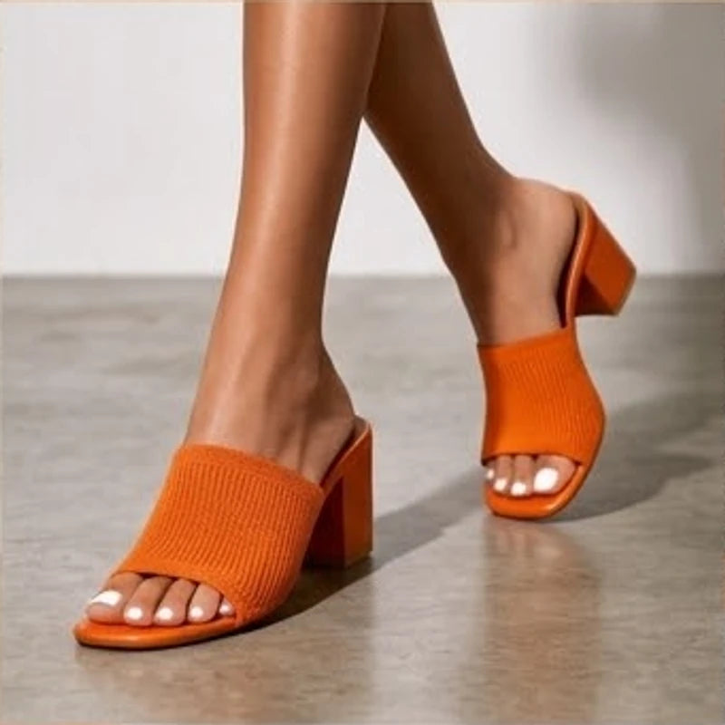 Selano Block Heel Sandals - Orange - Shoes - Brondals - Image 1