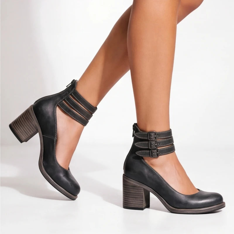 Marianna Leather Strap Heels - Black - Shoes - Brondals - Image 1