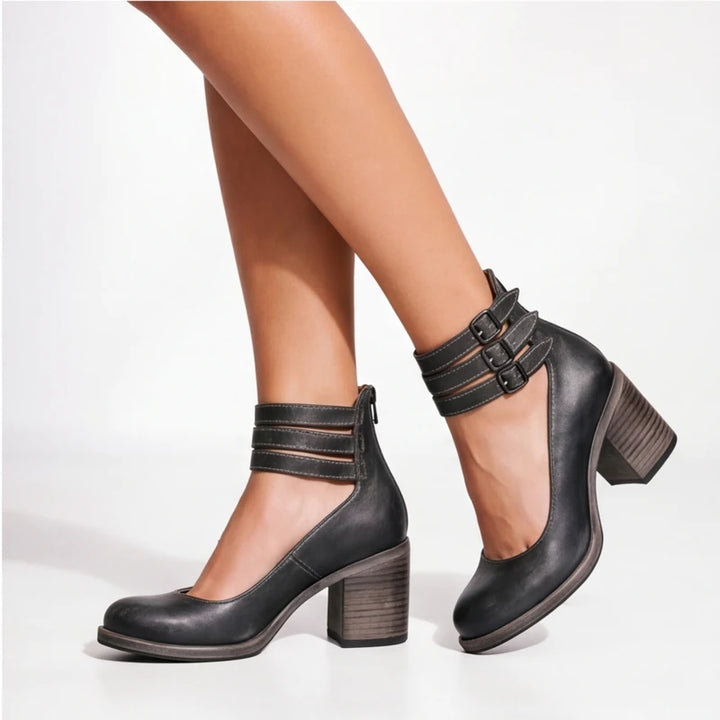 Marianna Leather Strap Heels - Black - women's heels - Brondals - Image 2