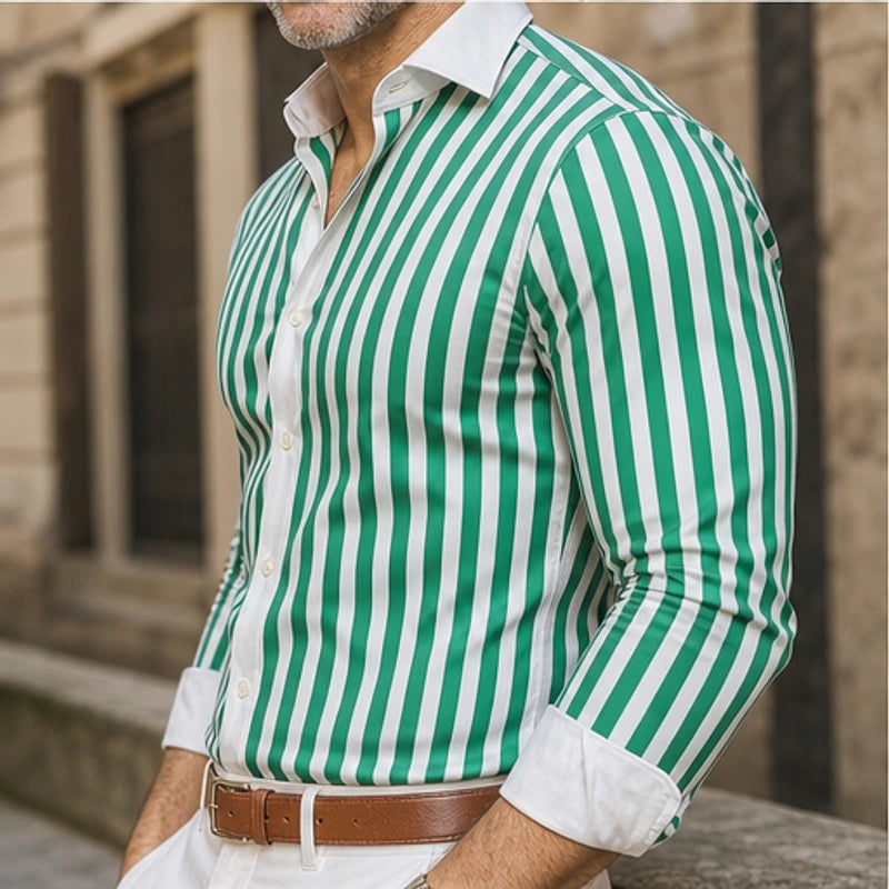 Henry James Striped Shirt - Green - striped shirt - Brondals - Image 3