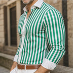 Henry James Striped Shirt - Green - striped shirt - Brondals - Image 3