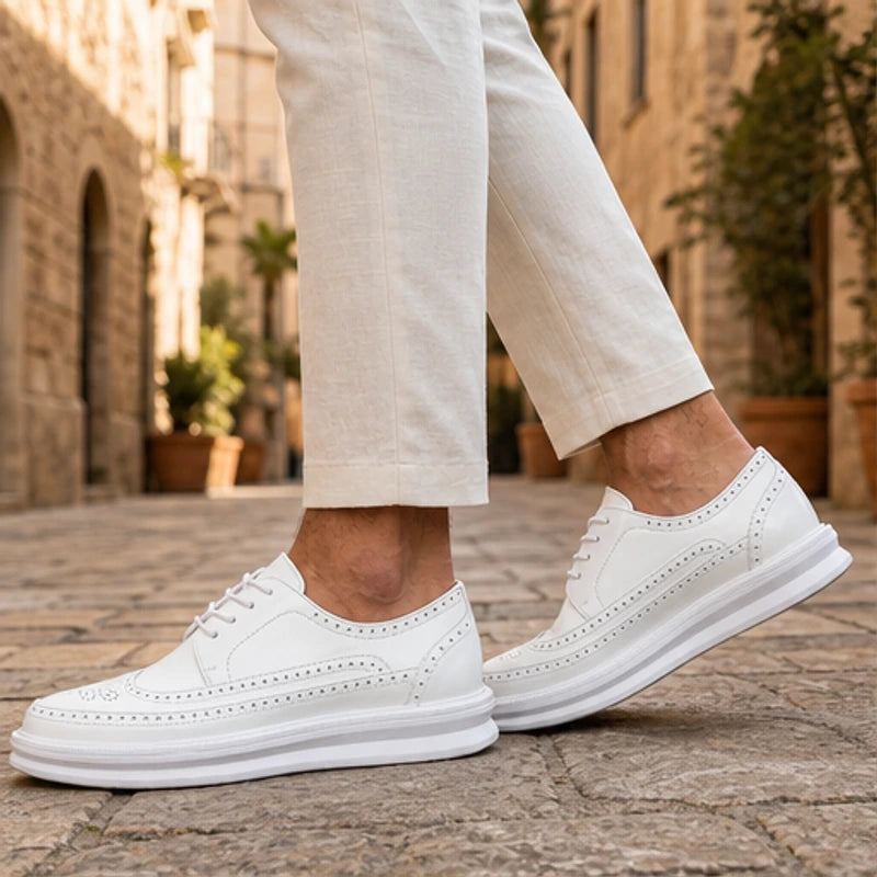 Grantham Brogue Sneakers - White - wingtip - Brondals - Image 5