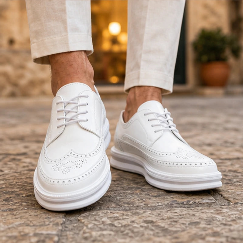 Grantham Brogue Sneakers - White - leather sneakers - Brondals - Image 4