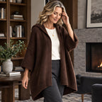 Adelina Women's Hooded Poncho Cardigan - Dk Brown - 23 sept - Brondals - Image 2