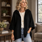 Adelina Women's Hooded Poncho Cardigan - Black - Women's Clothing > Sweaters & Cardigans > Cardigans - Brondals - Image 1