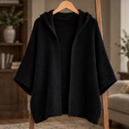 Adelina Women's Hooded Poncho Cardigan - Black - ai-processed - Brondals - Image 3