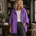 Adelina Women's Hooded Poncho Cardigan - Purple - Women's Clothing > Sweaters & Cardigans > Cardigans - Brondals - Image 1