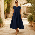 Agnes Women's Relaxed Midi Dress - Navy Blue - Catalog Group: Clothing - Brondals - Image 2