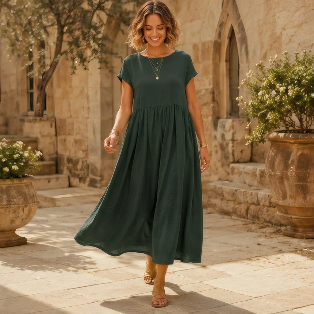 Agnes Women's Relaxed Midi Dress - Military Green - Catalog Group: Clothing - Brondals - Image 2