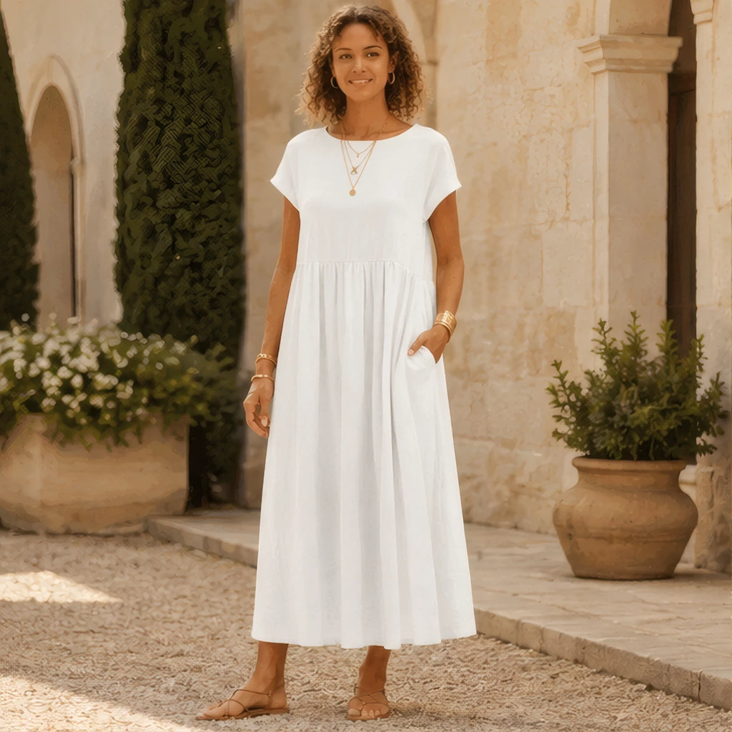 Agnes Women's Relaxed Midi Dress - White - Women's Clothing > Dresses > Midi Dresses - Brondals - Image 1