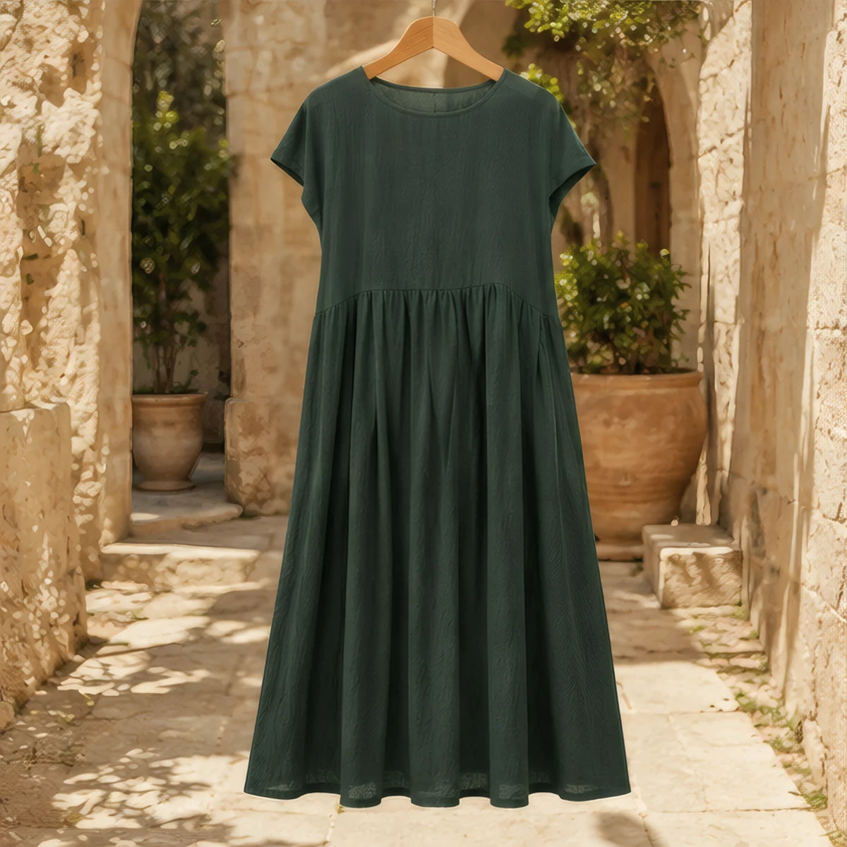 Agnes Women's Relaxed Midi Dress - Military Green - Department: Women - Brondals - Image 3