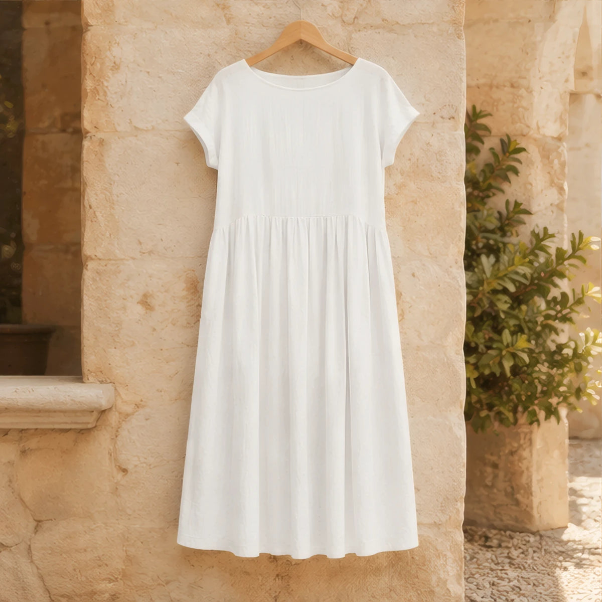 Agnes Women's Relaxed Midi Dress - White - Department: Women - Brondals - Image 3