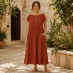 Agnes Women's Relaxed Midi Dress - Brown - Women's Clothing > Dresses > Midi Dresses - Brondals - Image 1