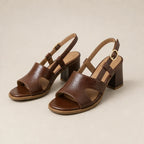 Alba Open-Toe Block Heel Sandals - Brown - womens sandals - Brondals - Image 2