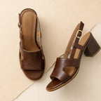 Alba Open-Toe Block Heel Sandals - Brown - Sandals - Brondals - Image 1