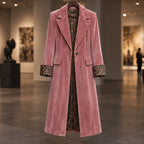 Alessandrina Women's Single-Breasted Floor-Length Velvet Duster Coat - Pink - ai-processed - Brondals - Image 3