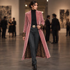 Alessandrina Women's Single-Breasted Floor-Length Velvet Duster Coat - Pink - 23 sept - Brondals - Image 2