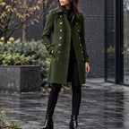 Amabel Women's Double-Breasted Military Coat - Army Green - Women's Clothing > Outerwear > Coats - Brondals - Image 1