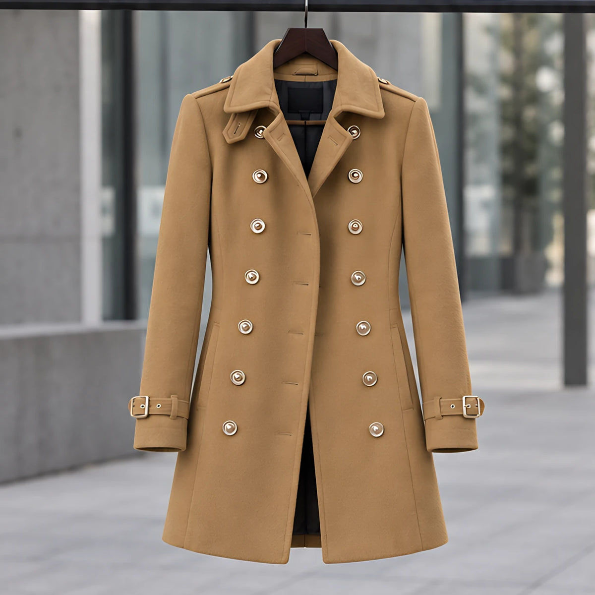 Amabel Women's Double-Breasted Military Coat - Khaki - 23 sept - Brondals - Image 2