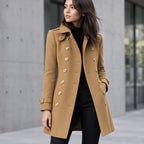 Amabel Women's Double-Breasted Military Coat - Khaki - Women's Clothing > Outerwear > Coats - Brondals - Image 1
