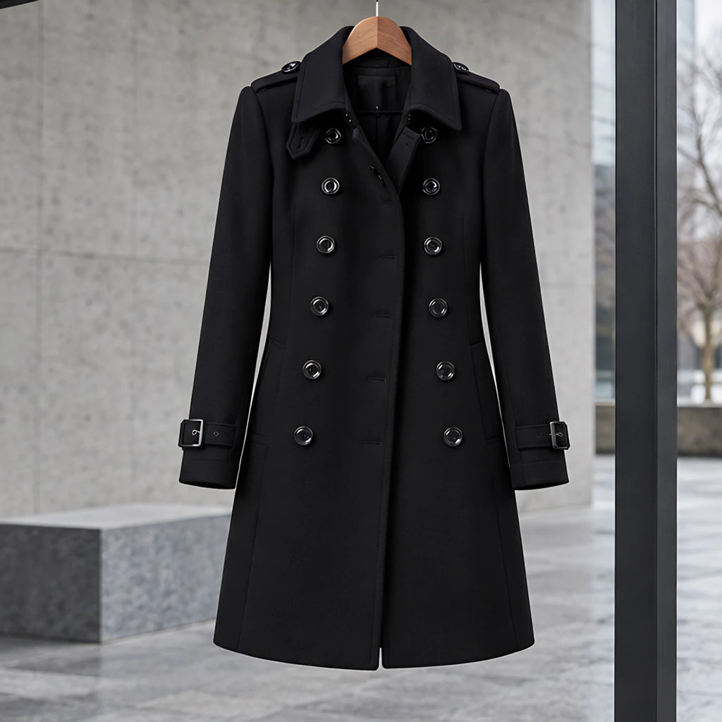 Amabel Women's Double-Breasted Military Coat - Black - 23 sept - Brondals - Image 2
