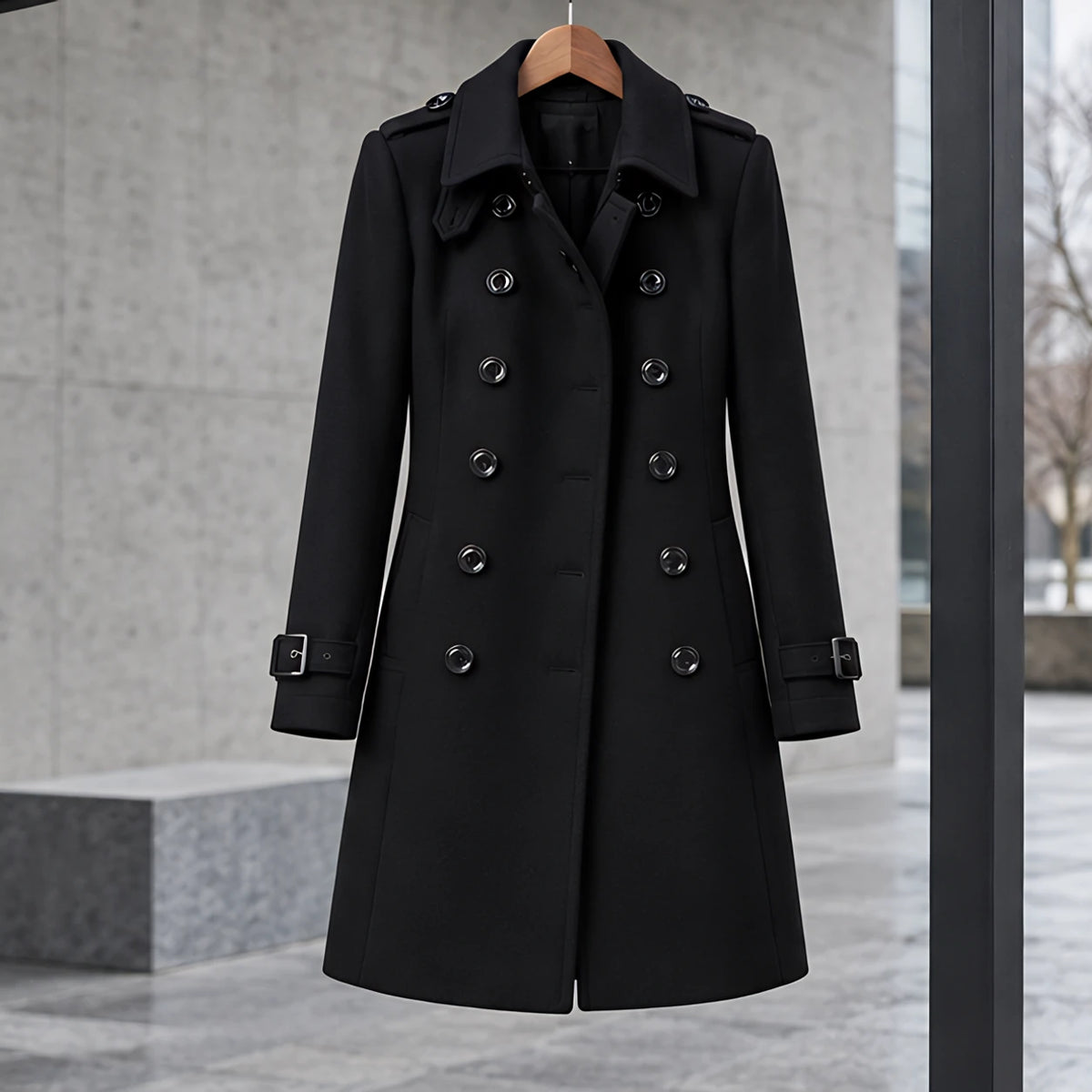 Amabel Women's Double-Breasted Military Coat - Black - 23 sept - Brondals - Image 2