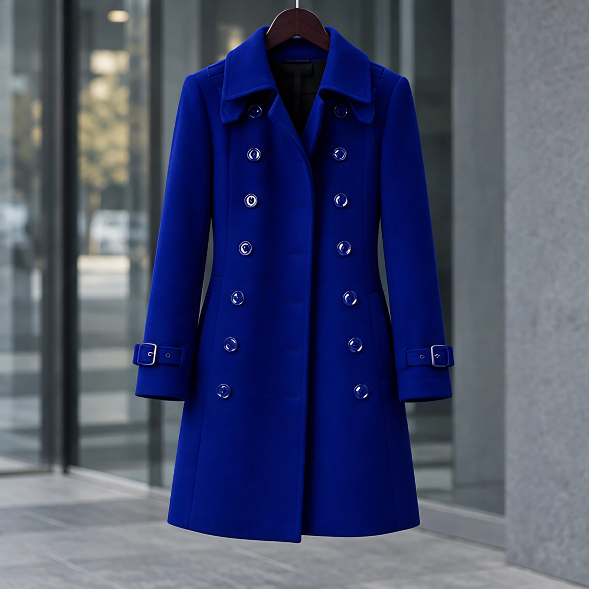 Amabel Women's Double-Breasted Military Coat - Blue - 23 sept - Brondals - Image 2