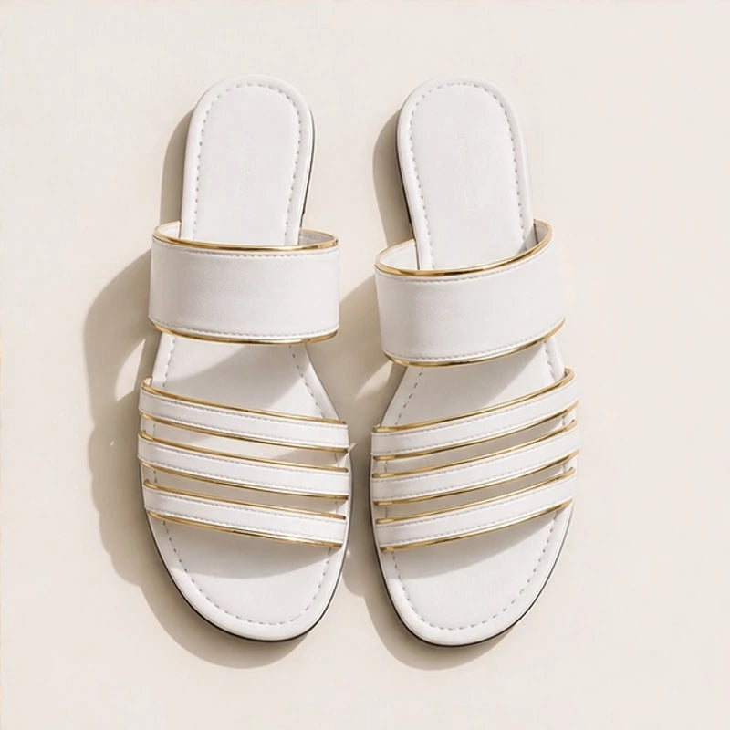 Amaris Everyday Leather Sandals - White - leather sandals - Brondals - Image 3