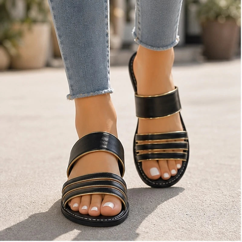 Amaris Everyday Leather Sandals - Black - women's sandals - Brondals - Image 2