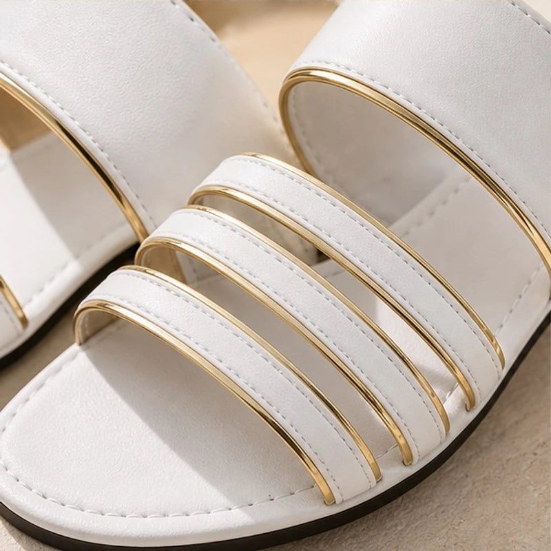 Amaris Everyday Leather Sandals - White - women's sandals - Brondals - Image 2