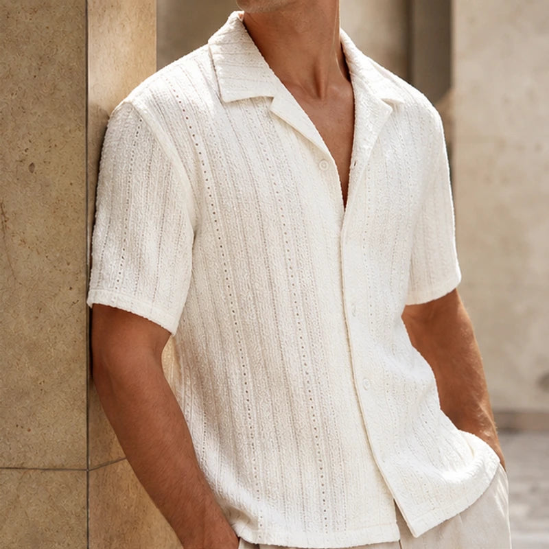 Ambrose Cuban Collar Shirt - White - cuban collar shirt - Brondals - Image 3
