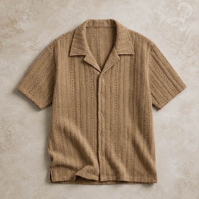 Ambrose Cuban Collar Shirt - Brown - Shirt - Brondals - Image 1