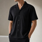 Ambrose Cuban Collar Shirt - Black - mens shirt - Brondals - Image 2
