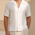 Ambrose Cuban Collar Shirt - White - jacquard shirt - Brondals - Image 5